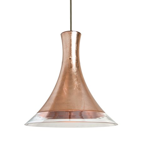 BESA LIGHTING Rio Cord Pendant, Copper Foil/Clear, Bronze Finish, 1x9W LED 1JT-RIOCF-LED-BR